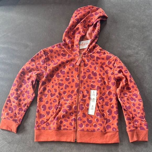 Kids' Cat & Jack Chestnut Hoodie Animal Print Purple Hearts Full Zip Size M (8) - Picture 1 of 7